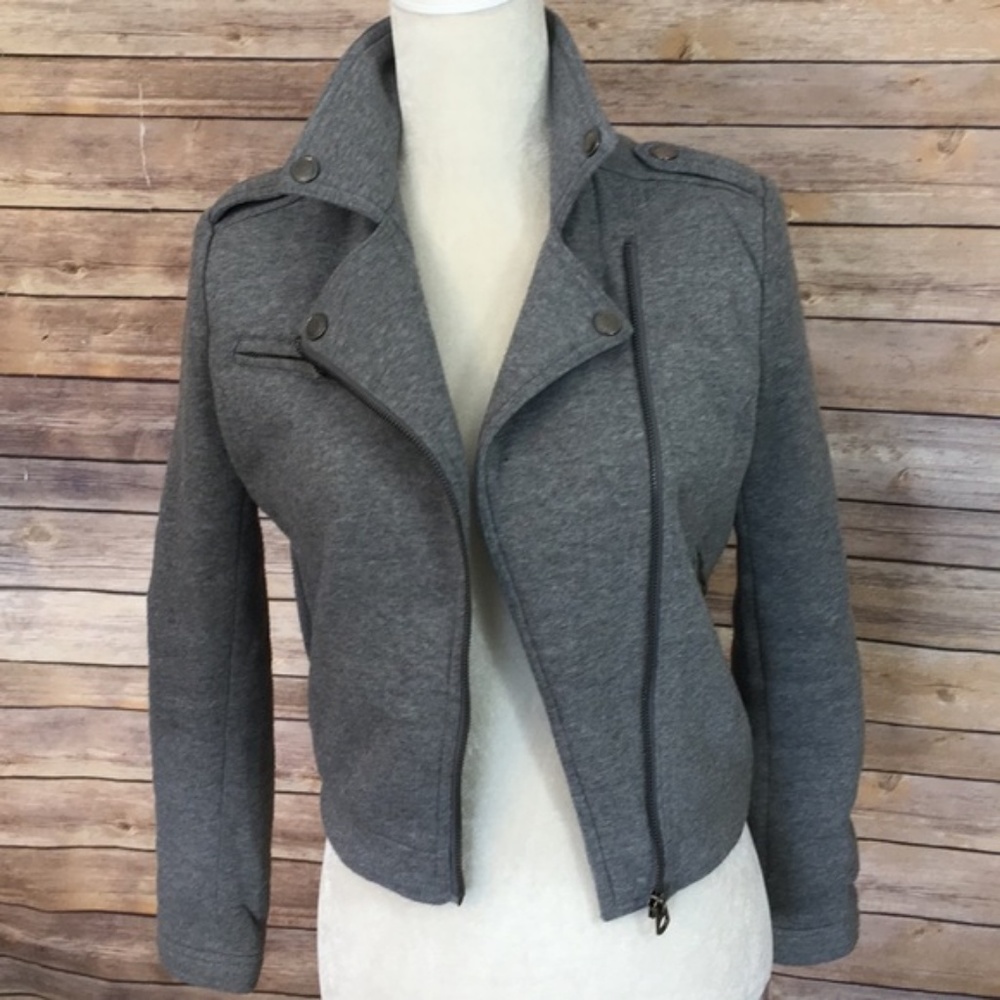 Jou Jou Gray Bomber Zip Up Jacket Large